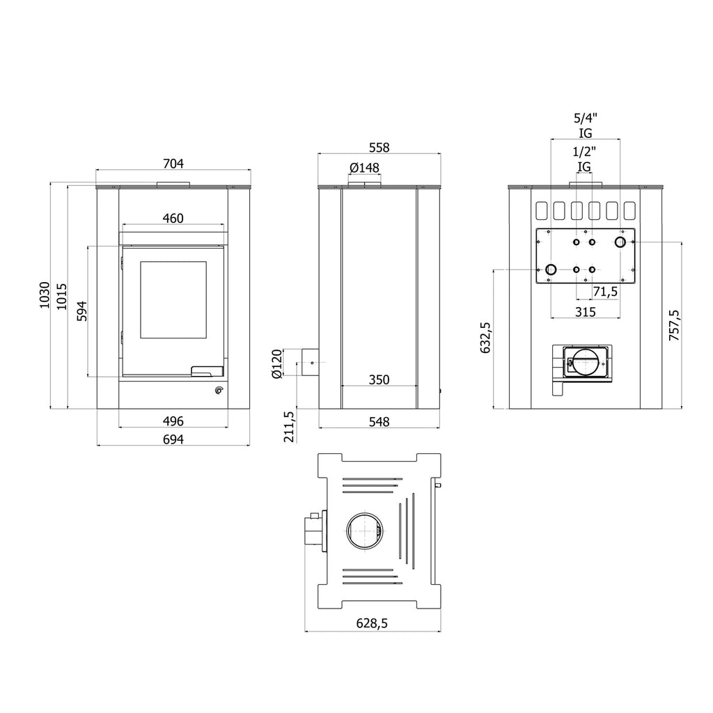 Aquaflam Vario Lend Kaminofen Olive