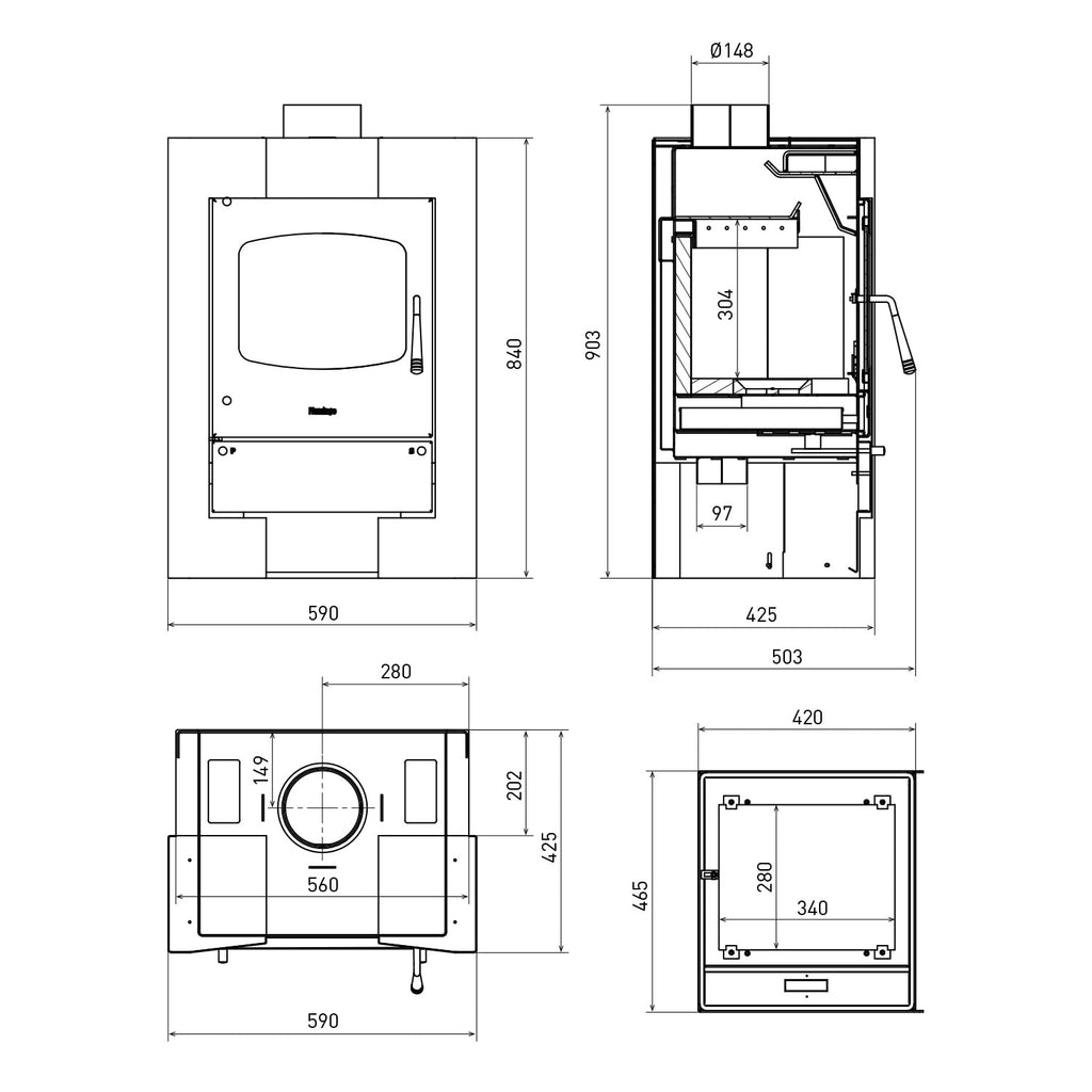 Kaminofen HS Flamingo ESPO 2 Samet Brown